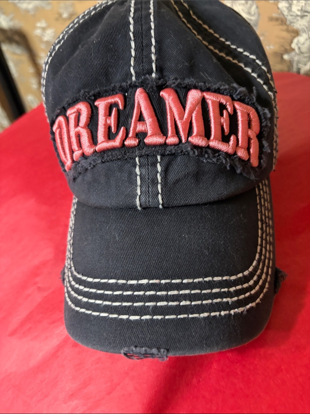 Black Baseball Cap with Pink 'DREAM' Embroidery - Picture 15 of 15